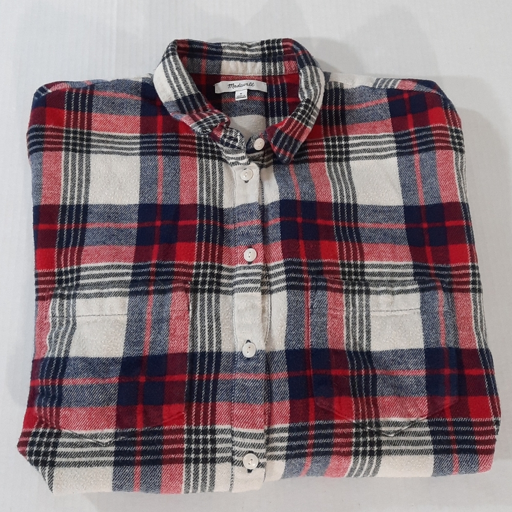 Madewell Oversized Ex-Boyfriend Flannel Shirt in Baker Plaid